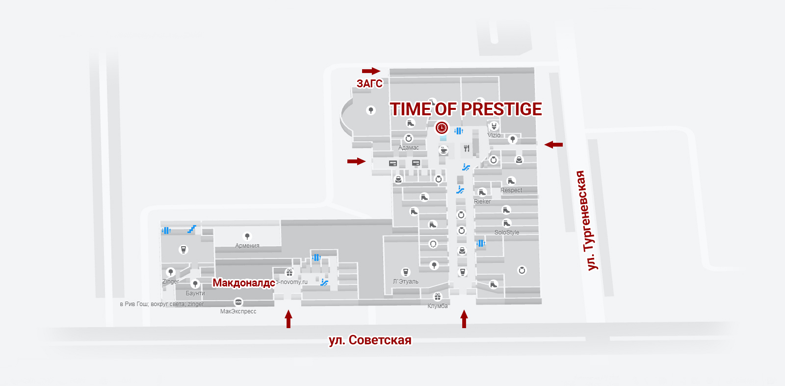 Схема расположения в ТРЦ "Гостиный двор"